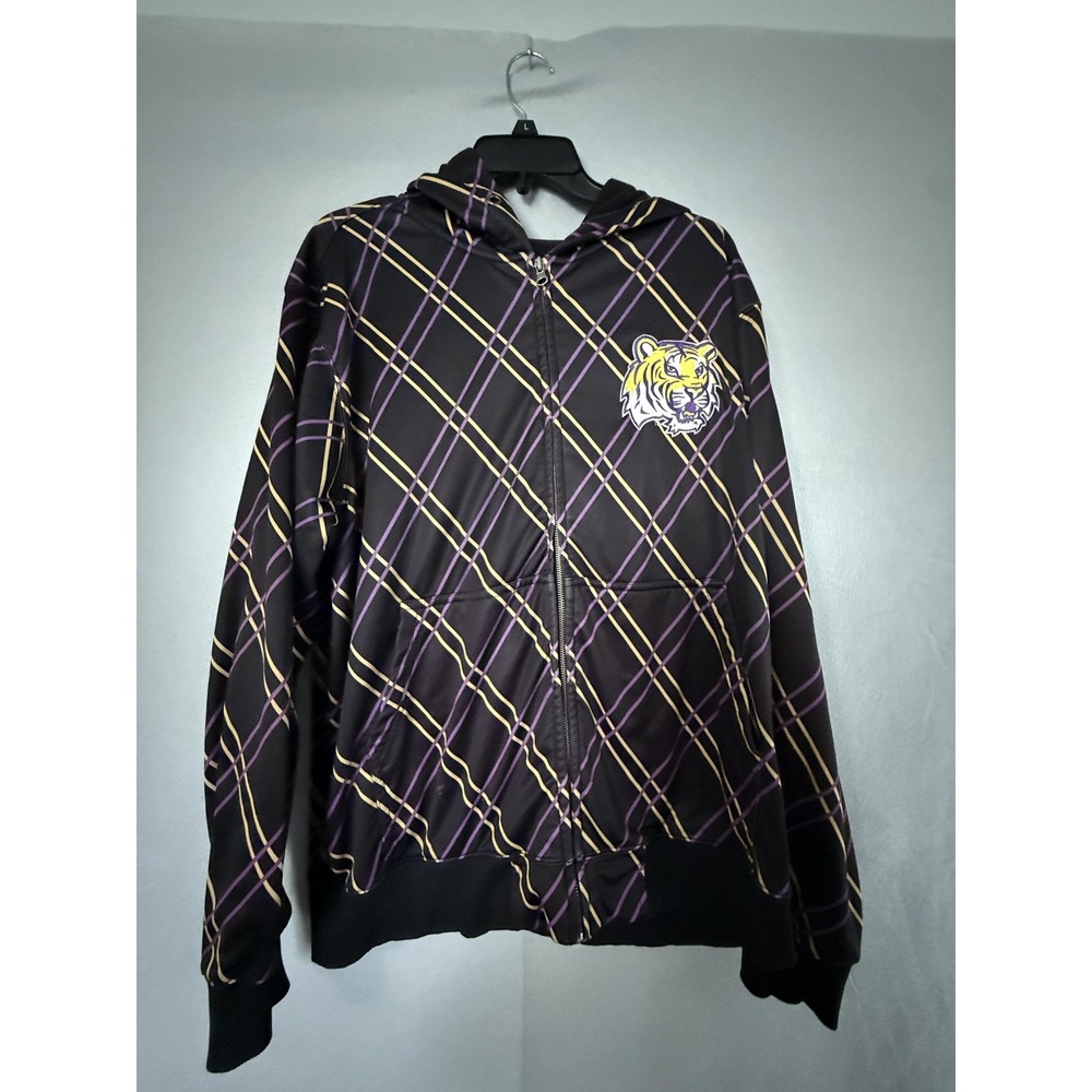 LSU Tigers Jacket Mens Large Black NCAA Football Plaid Hoodie Champs Sports